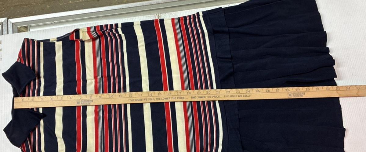 Vintage Red White and Blue Striped Sleeveless Dress Waist Size 32