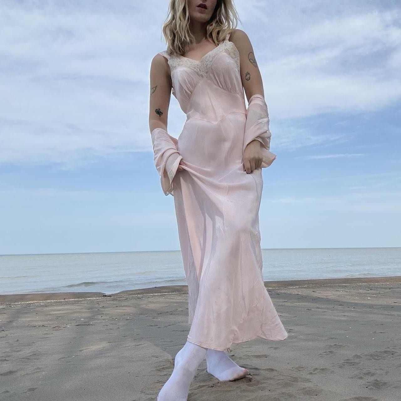 Antique Pink Lace Slip Set