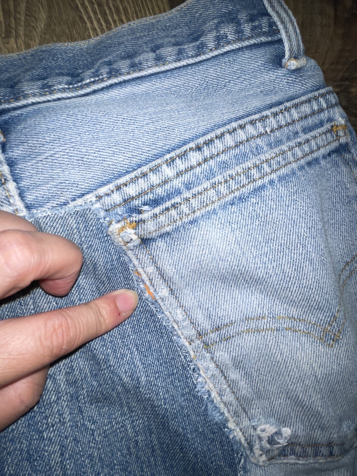 Levi&rsquo;s Flare Blue Jeans Orange Tab Denim Patches Handcraft W28 L29.5