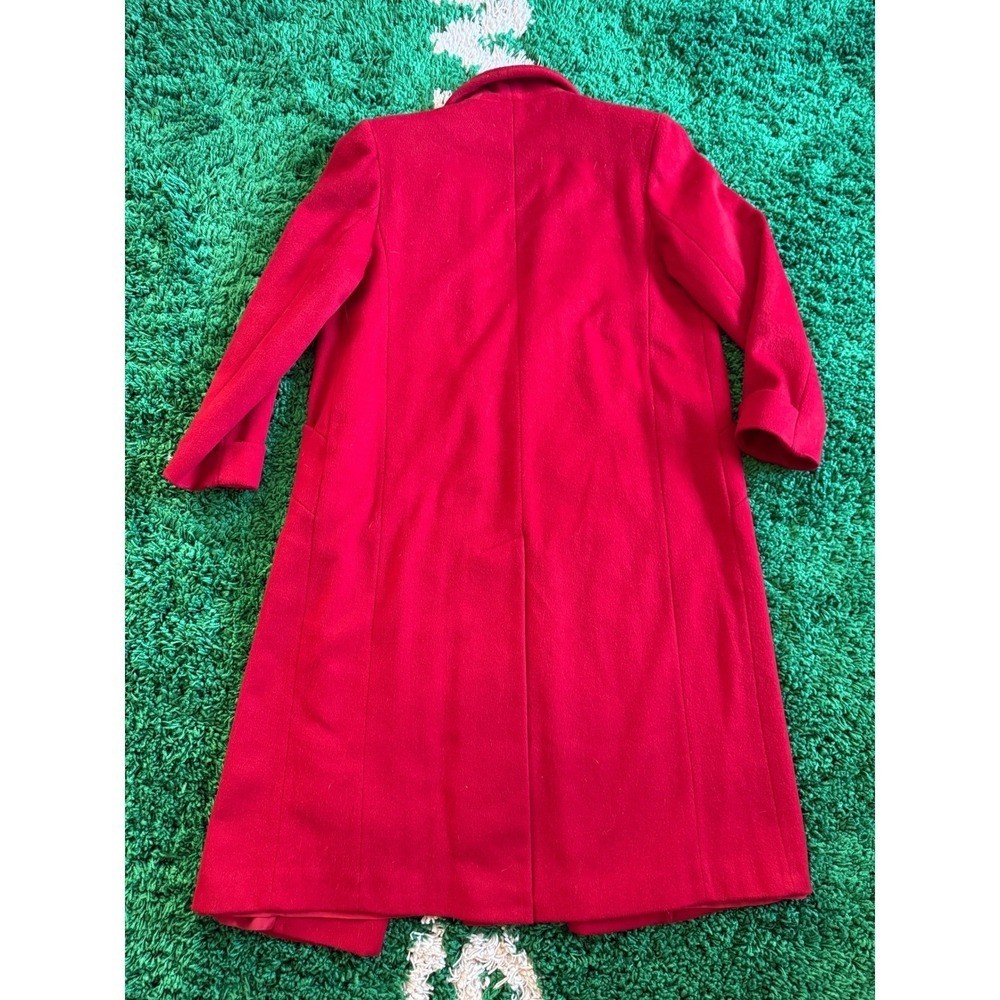 Petite Sophisticate Vintage Red Wool Blend Double Breasted Long Coat Made in USA