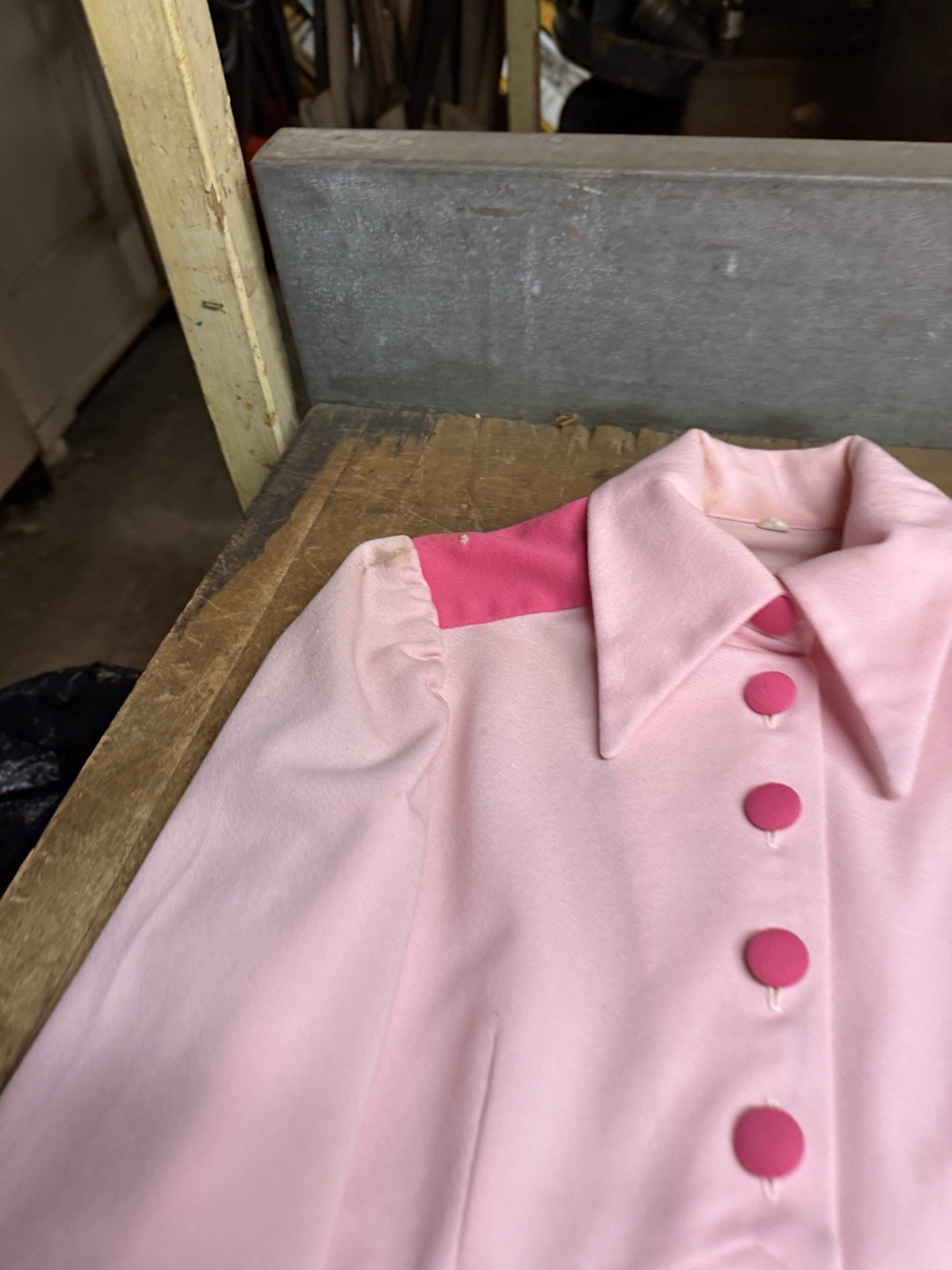 Vintage Early 1900s Retro Pink Button Up Dress Womens Workwear Clothing USA