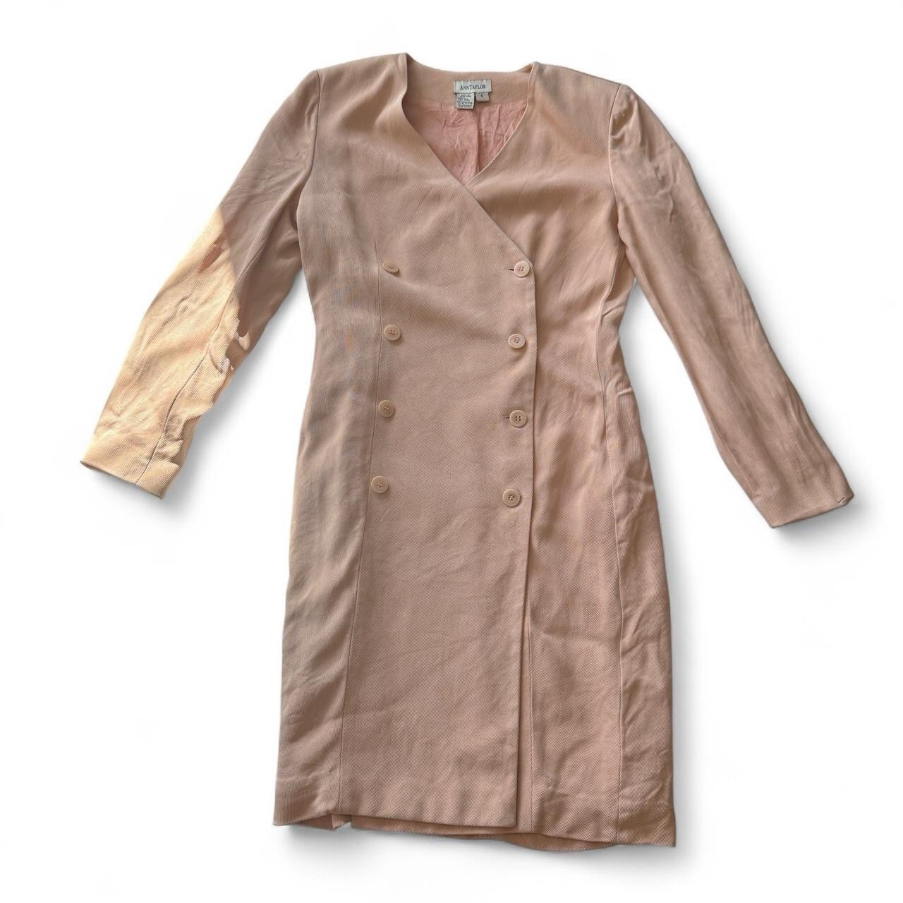 Ann Taylor Vintage Wool and Silk Double Breasted Peachy Blazer Dress Size 6