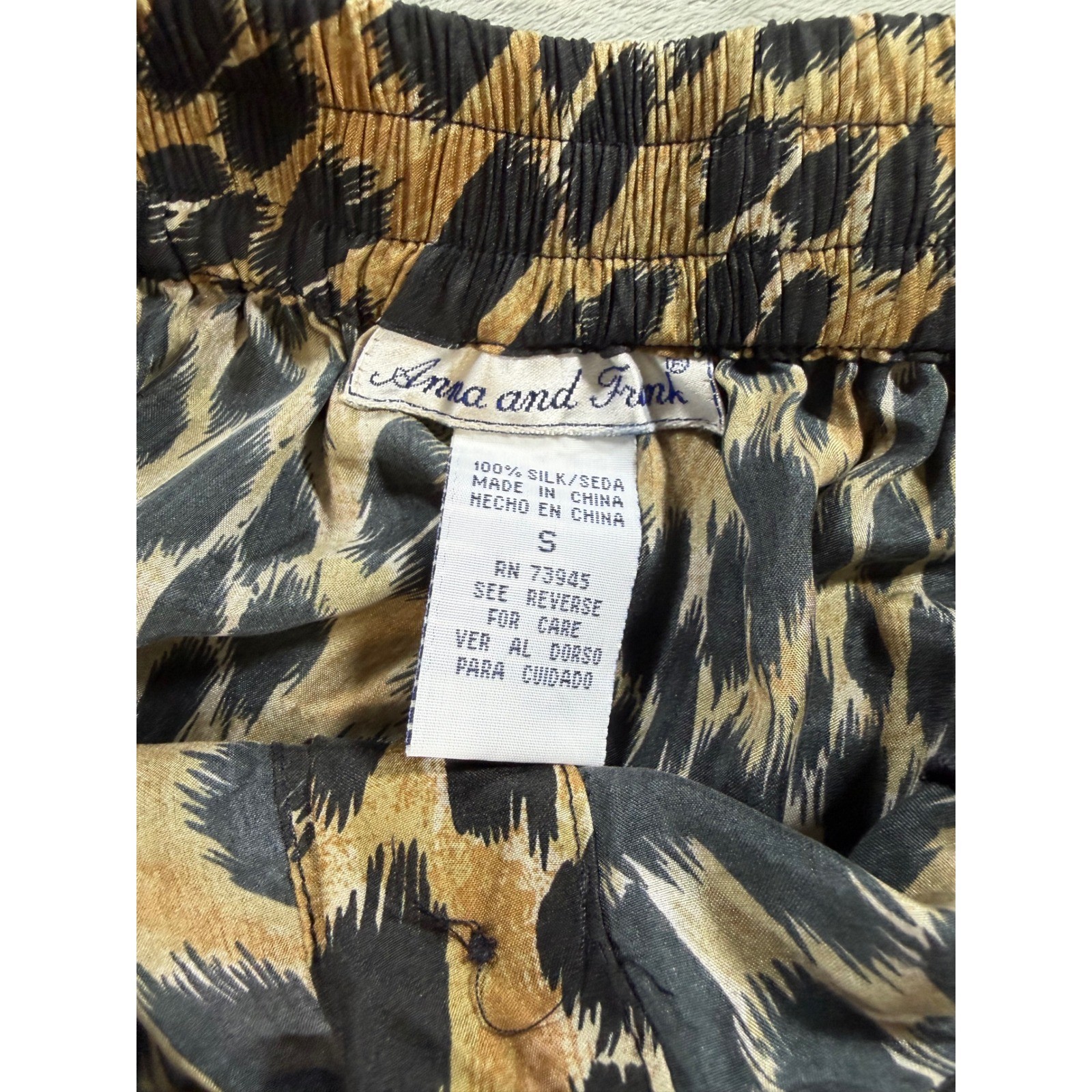 Anna & Frank VTG Y2K 100% Silk Leopard Print A Line Mini Skirt Office Siren Sz S