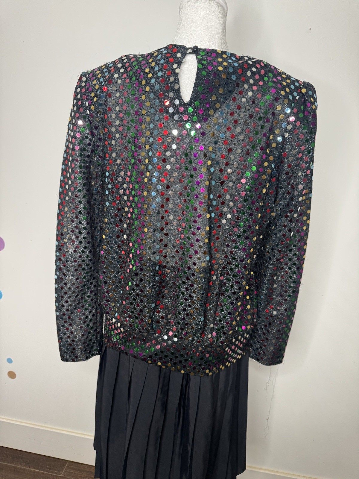 Vintage Another Thyme Shirt Large Sequin Mirror Colorful Party Club Disco Knot
