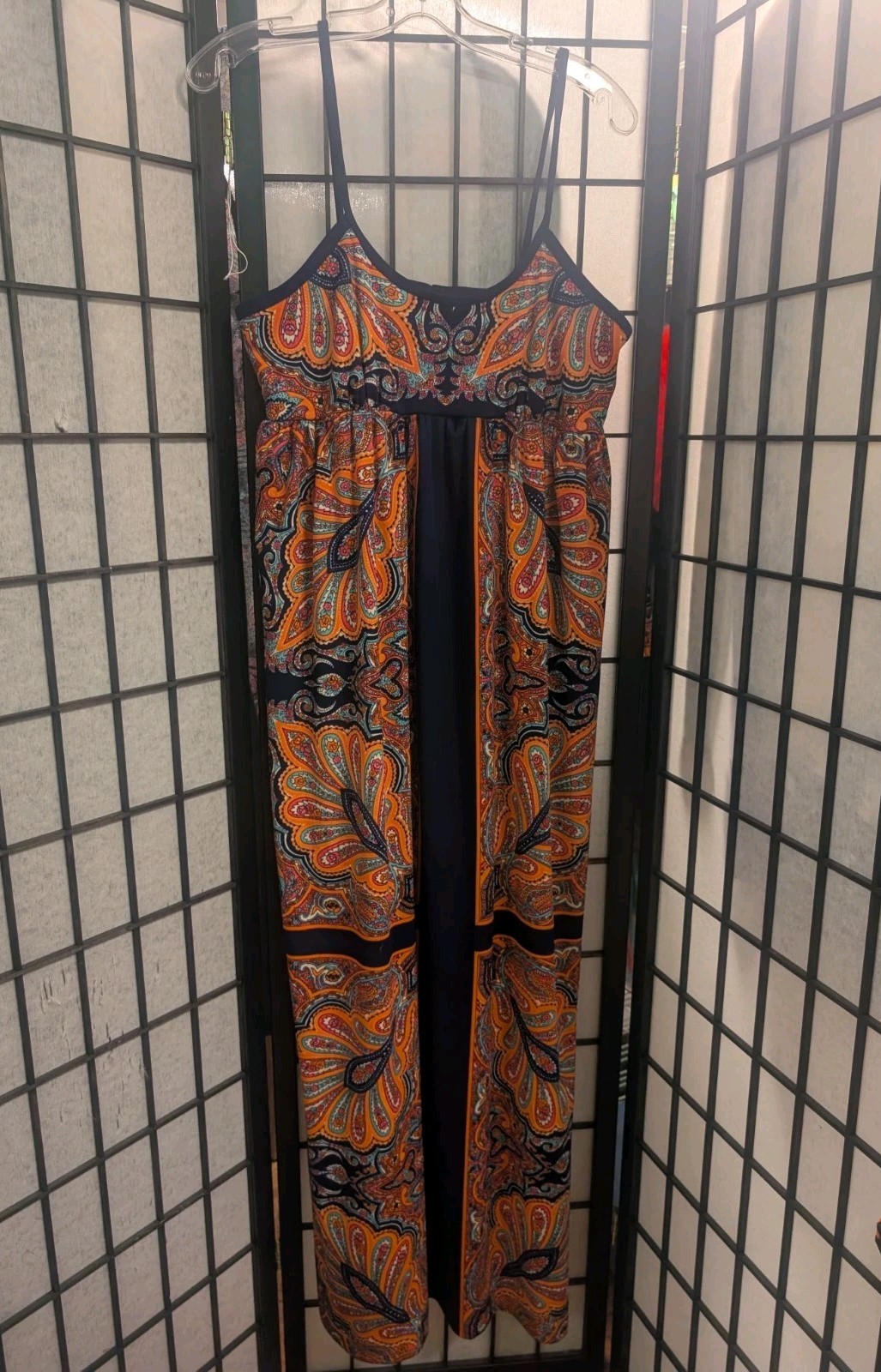 Vintage J Harlan 70s Maxi Dress Empire Waist Size M-L Psychedelic sundress boho
