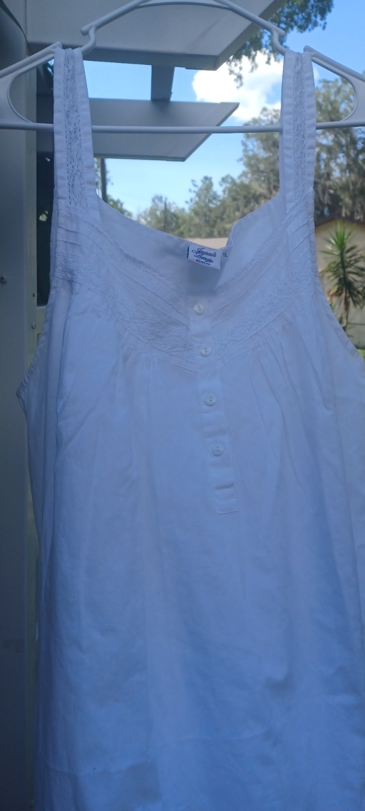 Jacaranda Living Beautiful White 95% Cotton Nightgown Made In USA Boston MA 2X