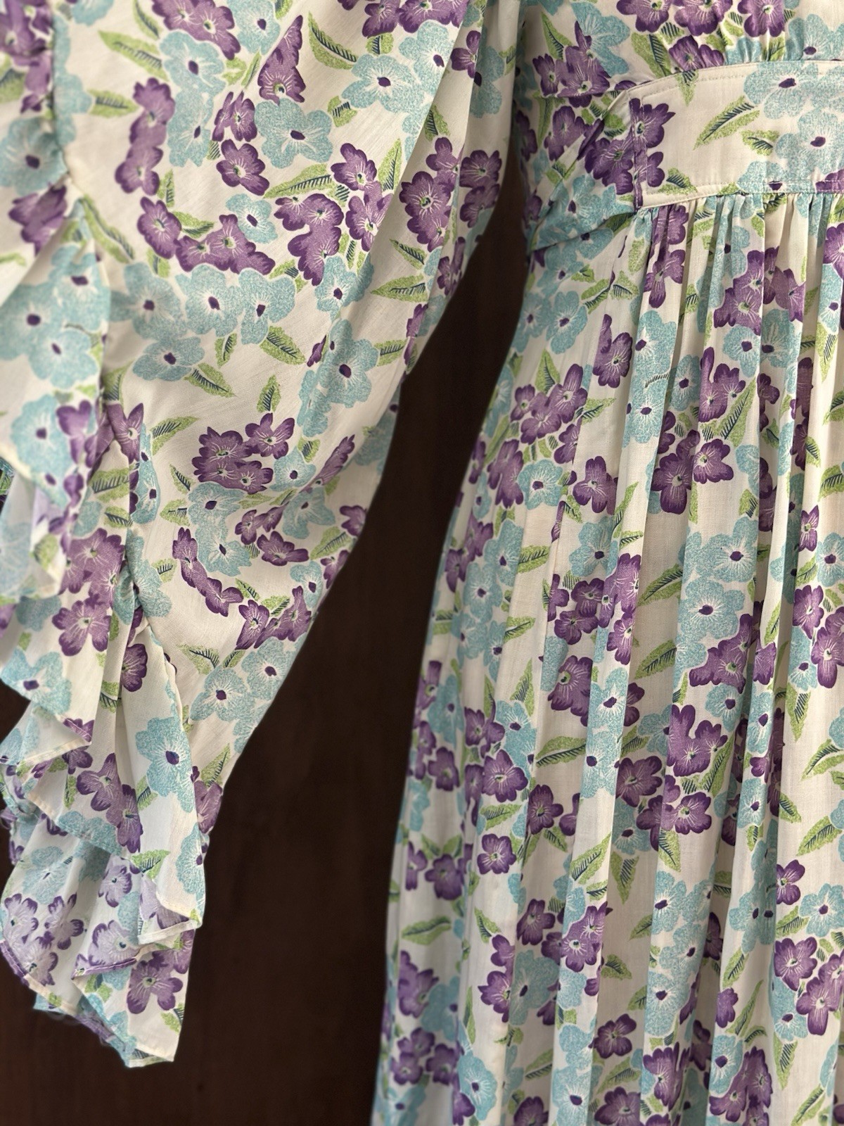 Vintage 70’s Floral Boho Maxi Butterfly Sleeve Maxi Dress XS/S Boho Hippie