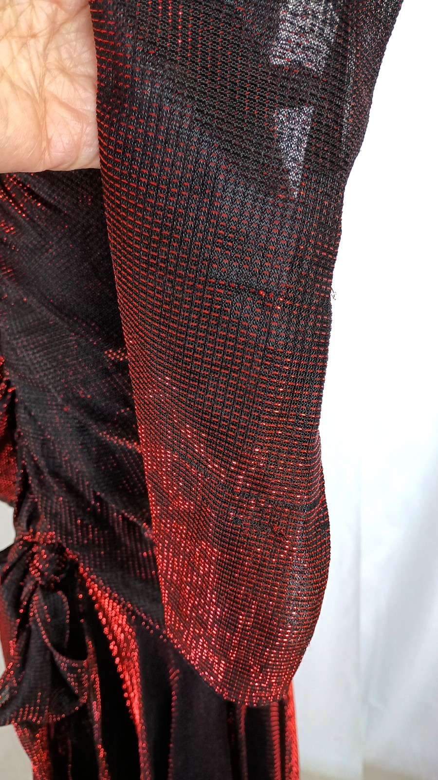 Vintage 80&rsquo;s Cher Jacque Dressy Red/Black Sexy Ruched Special Occasion Gown Med