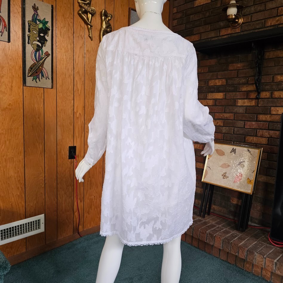 Vintage 90s White Lawn Cotton Queen Annes lace Peignoir Babydoll w/ Robe M/L/XL