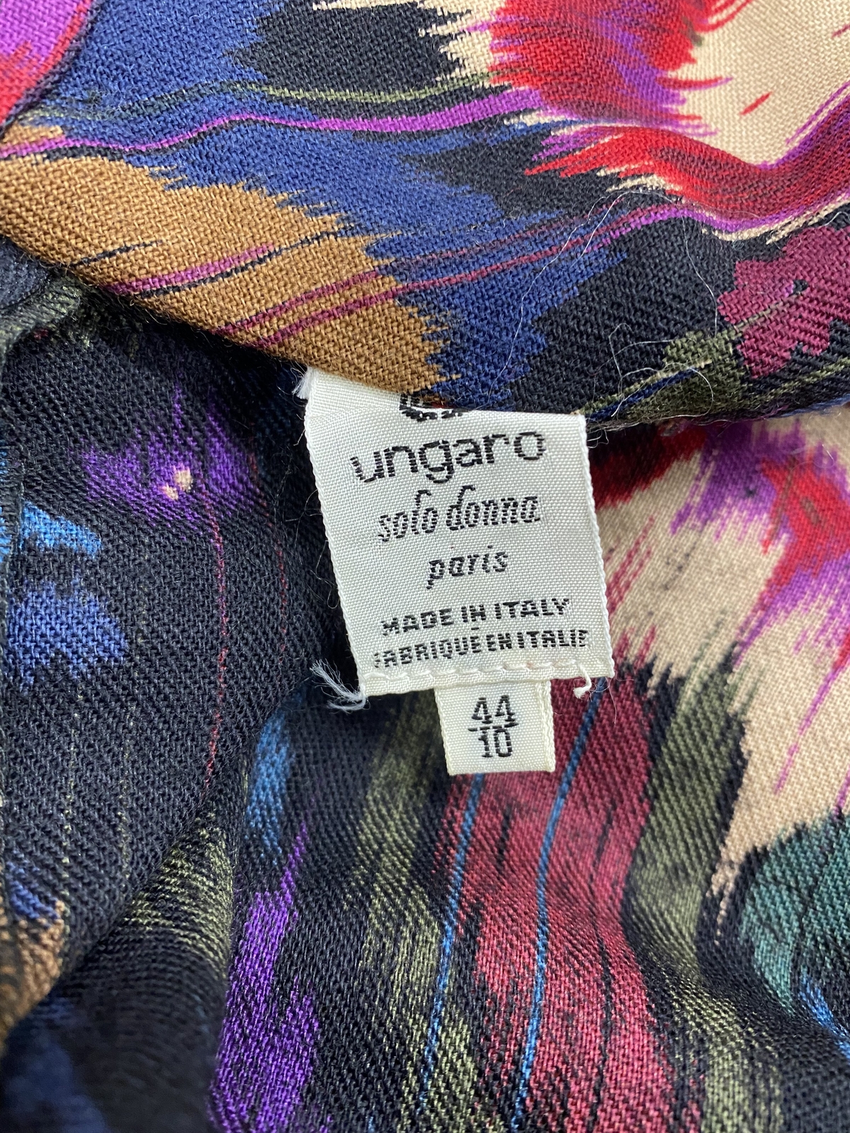 Vtg 80s Parisian Designer Emanuel Ungaro Abstract Paisley Print Floral Dress