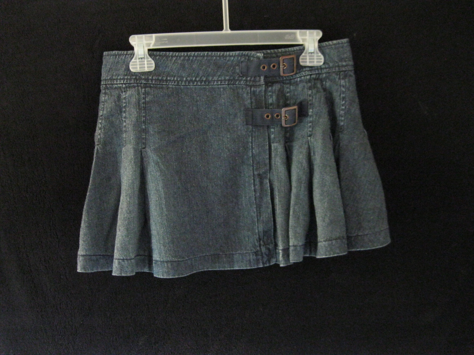 New Y2K l.e.i Denim Wrap Around Super Short Mini Skirt Heavily Pleated Sz. 5 SM.