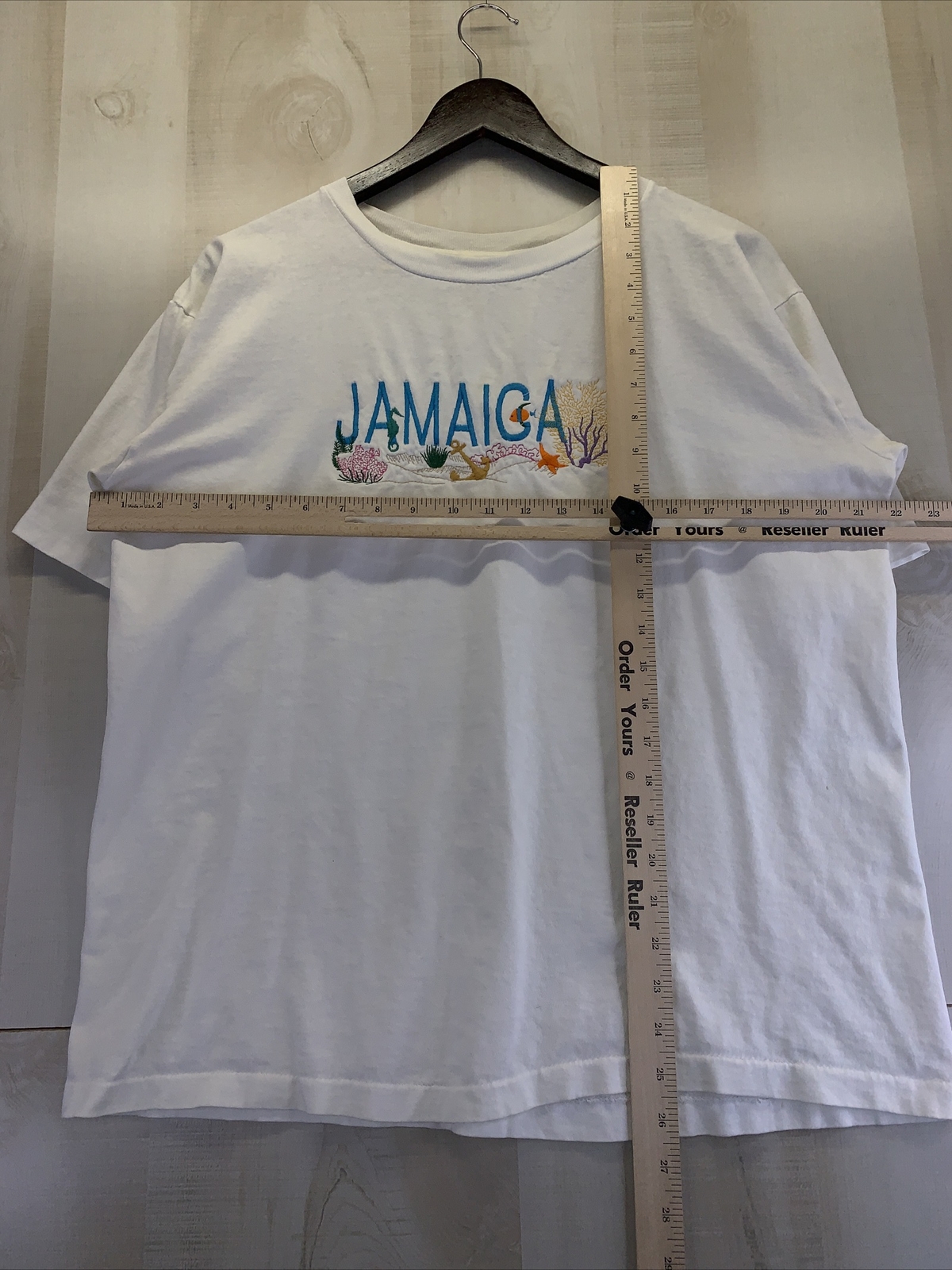 Vintage 1990s Single Stitch Embroidered Jamaica T Shirt Womens Size L-6493
