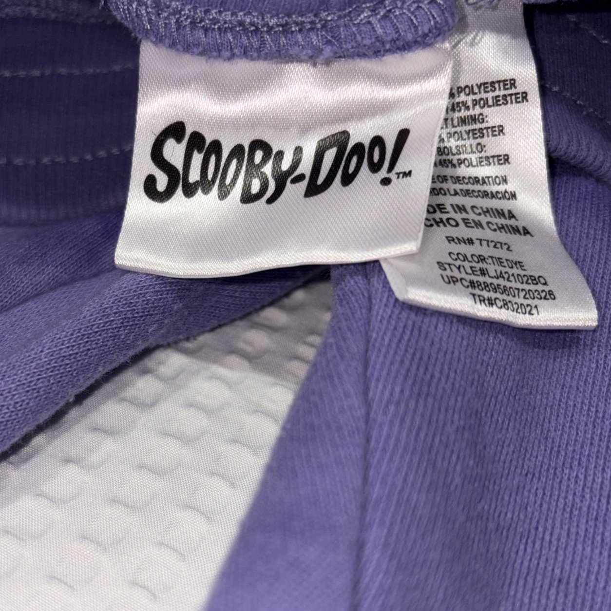 Scooby-Doo Mens Medium Jogger Sweatpants Purple Tie-Dye Keep On Snackin Graphic