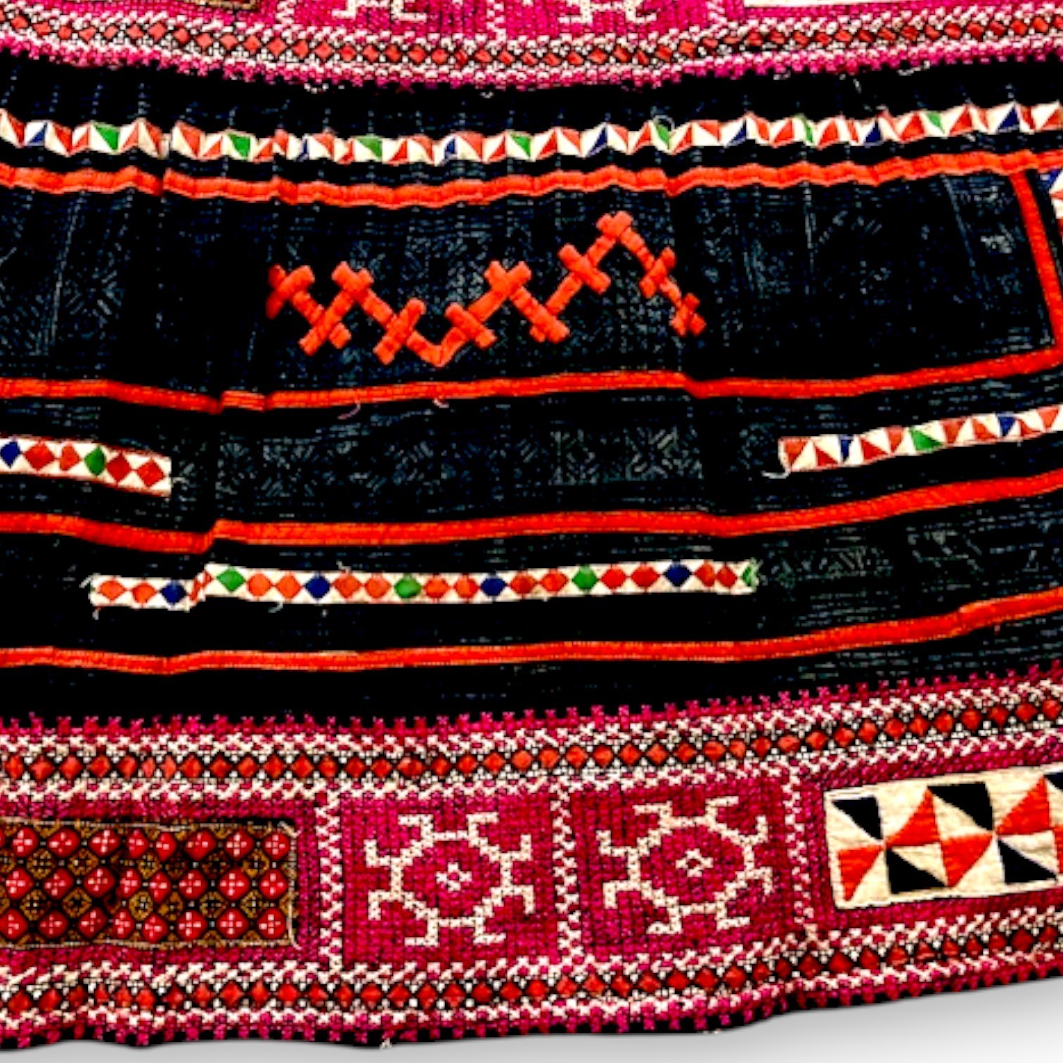 Handcrafted Vintage Embroidered & Applique Vietnamese Hills Hmong Tribal Skirt