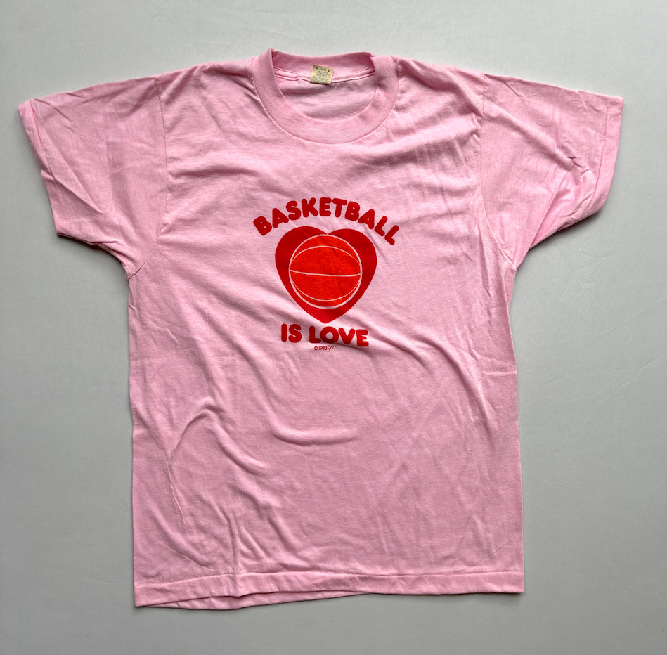 Vintage Basketball is Love DEADSTOCK T Shirt Sz M / L Screen Stars RARE Made USA
