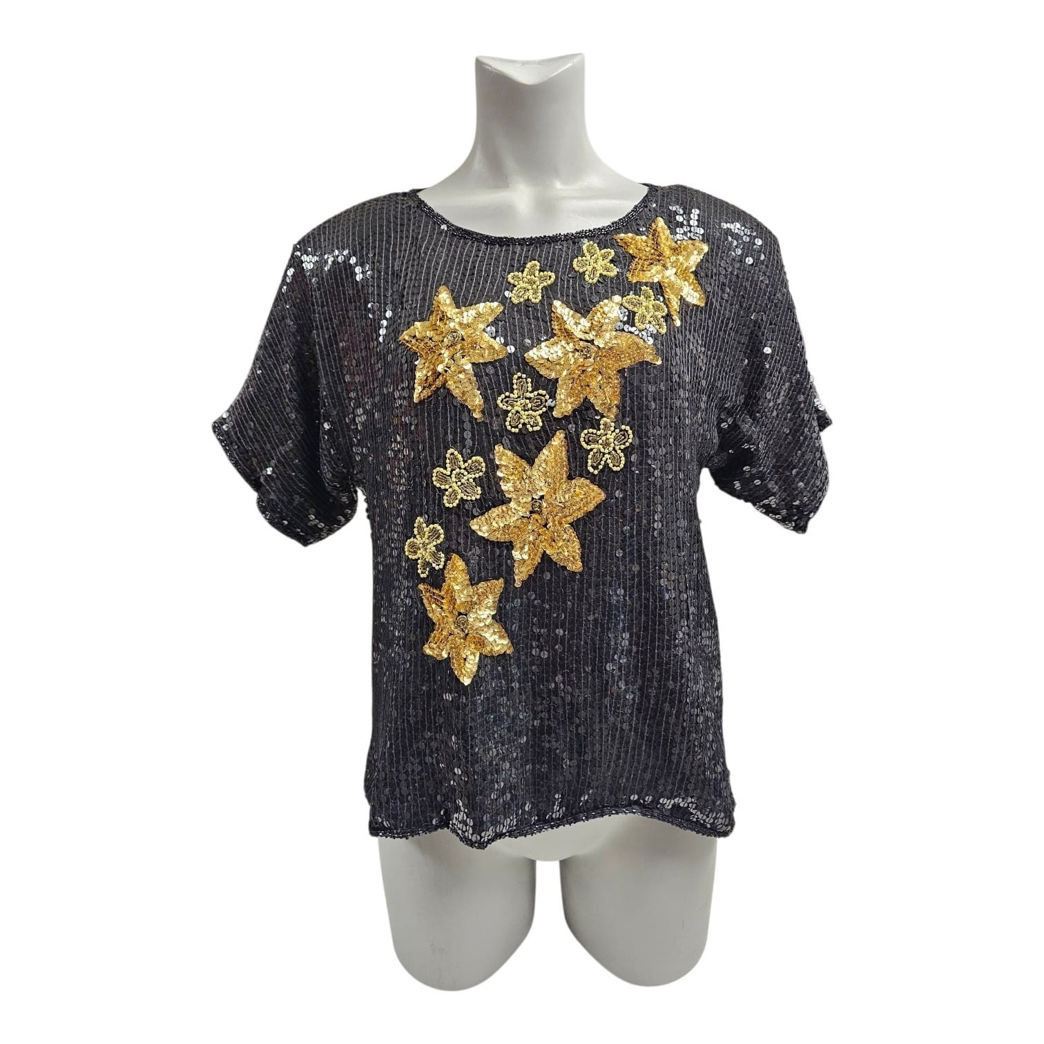 90s – 00s Night Vogue fully beaded silk blouse . large . made in India