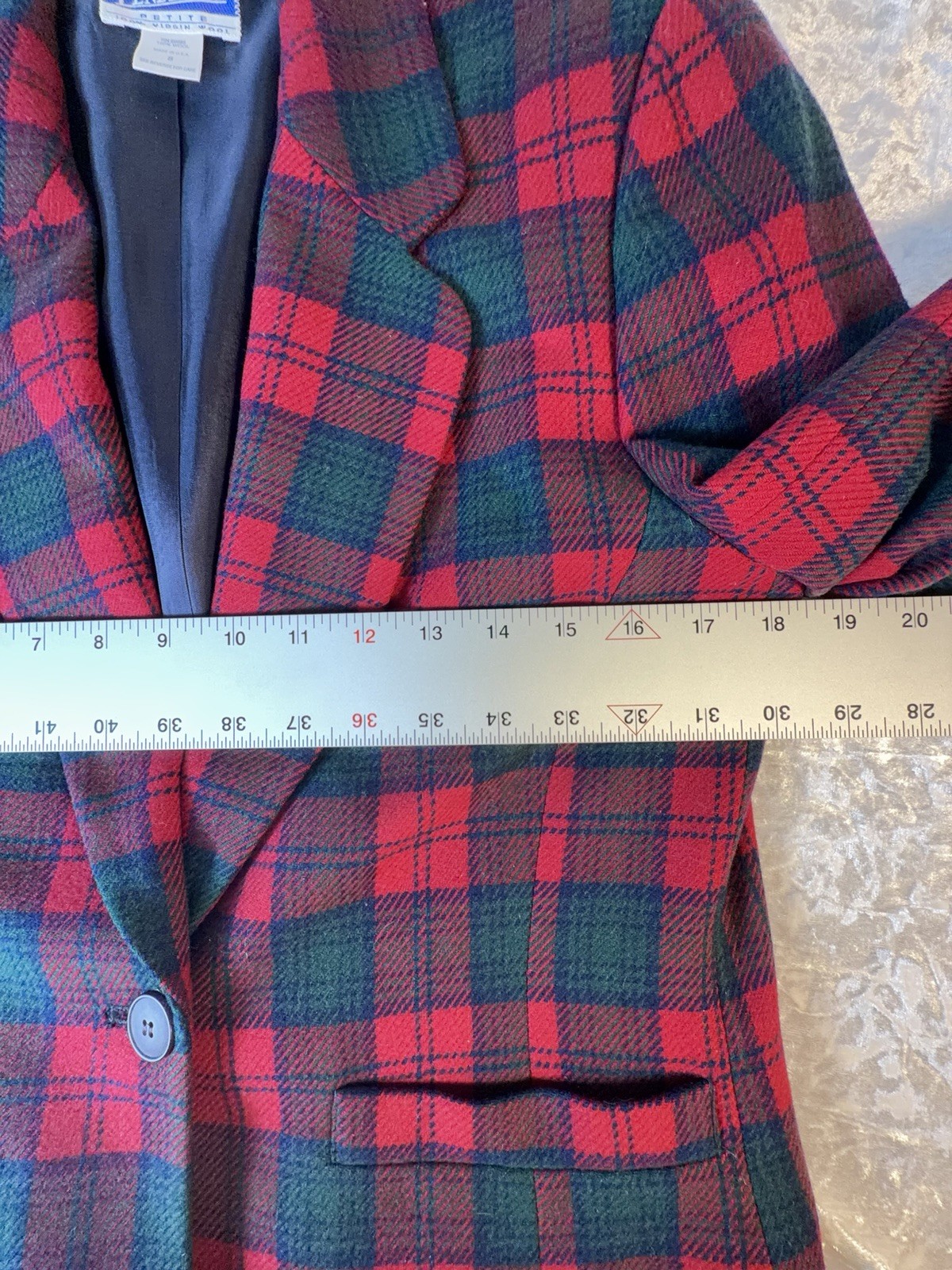 Vintage Pendleton Wool Plaid Skirt Suit Red Green Petite 8 USA Christmas
