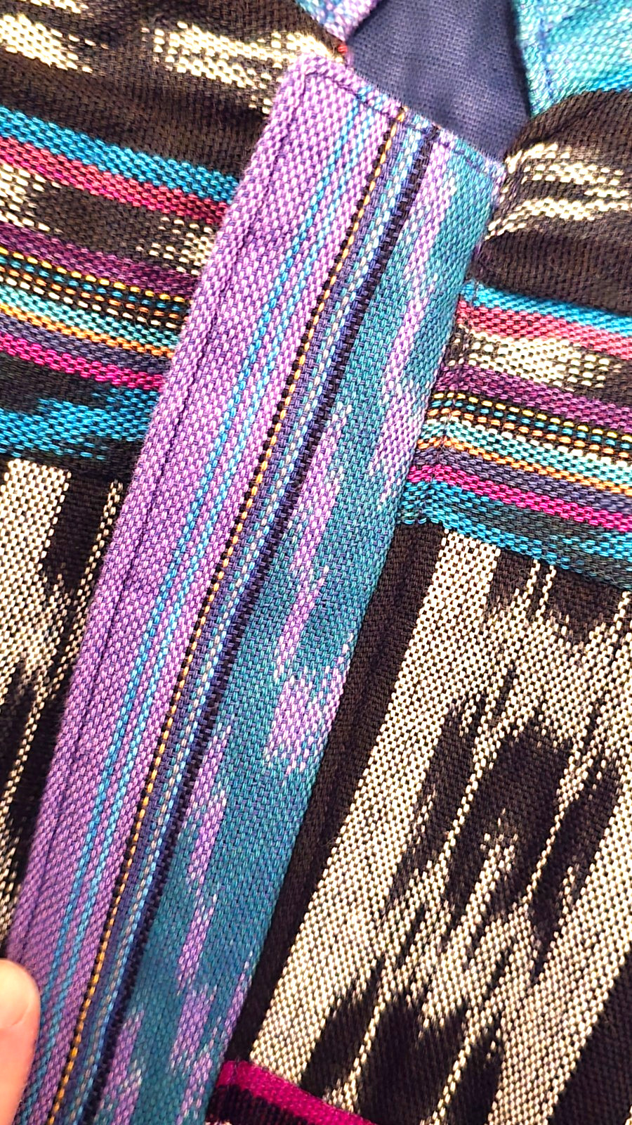 Huipil Strip Guatemala Hippie Patchwork Festival Woven Zip Bomber Jacket VTG 90s