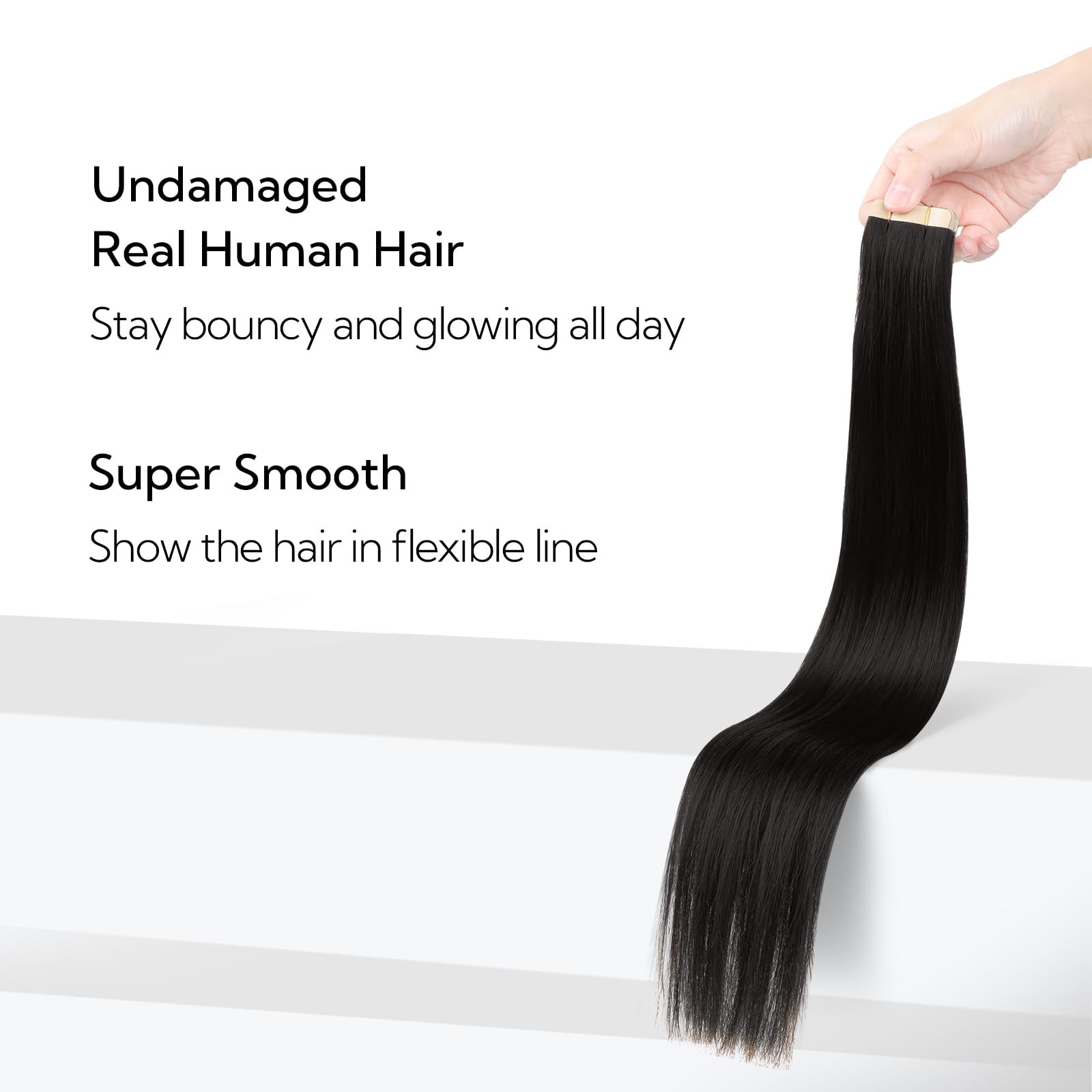 HOTBANANA 16&Prime; 20pc 50g Jet Black Real Remy Human Tape-in Hair Extensions