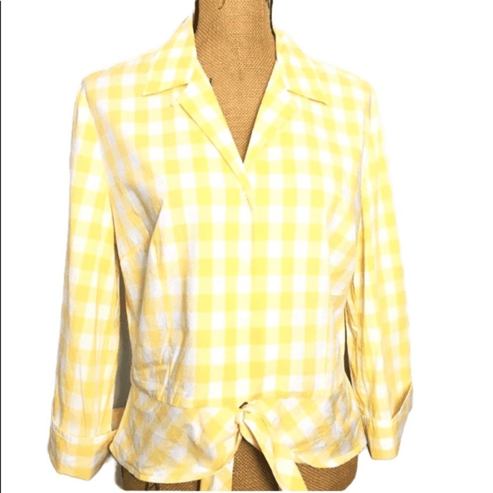 Jones Wear Studio Plaids Yellow Button Down Shirt