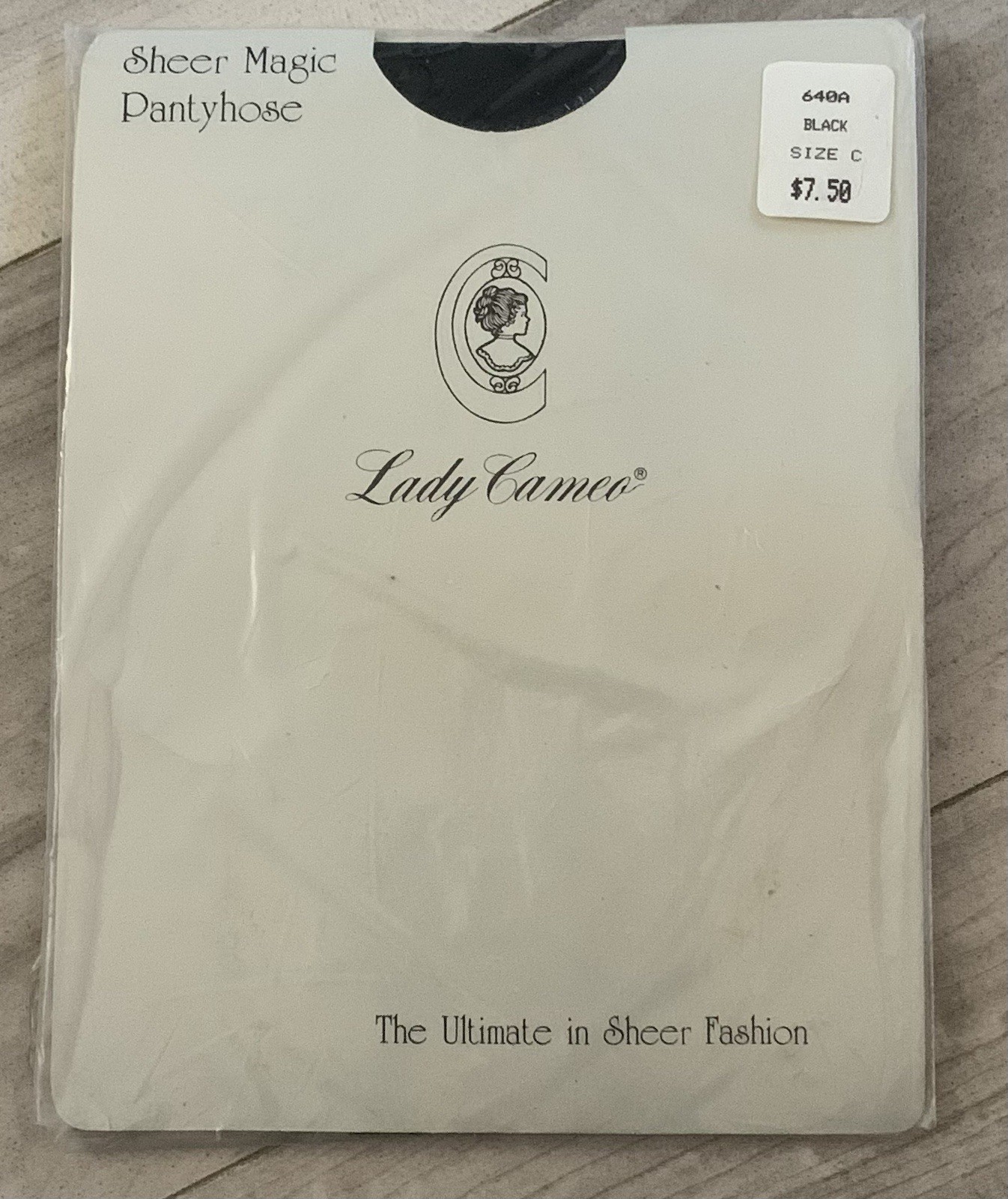 Vintage NIP Lady Cameo Sheer Magic Pantyhose – Size C Black NEW OLD STOCK
