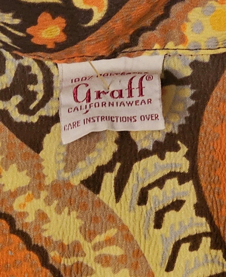 Vtg Graff Californiawear Psychedelic 60s 70s Mod Hippy Paisley Top M