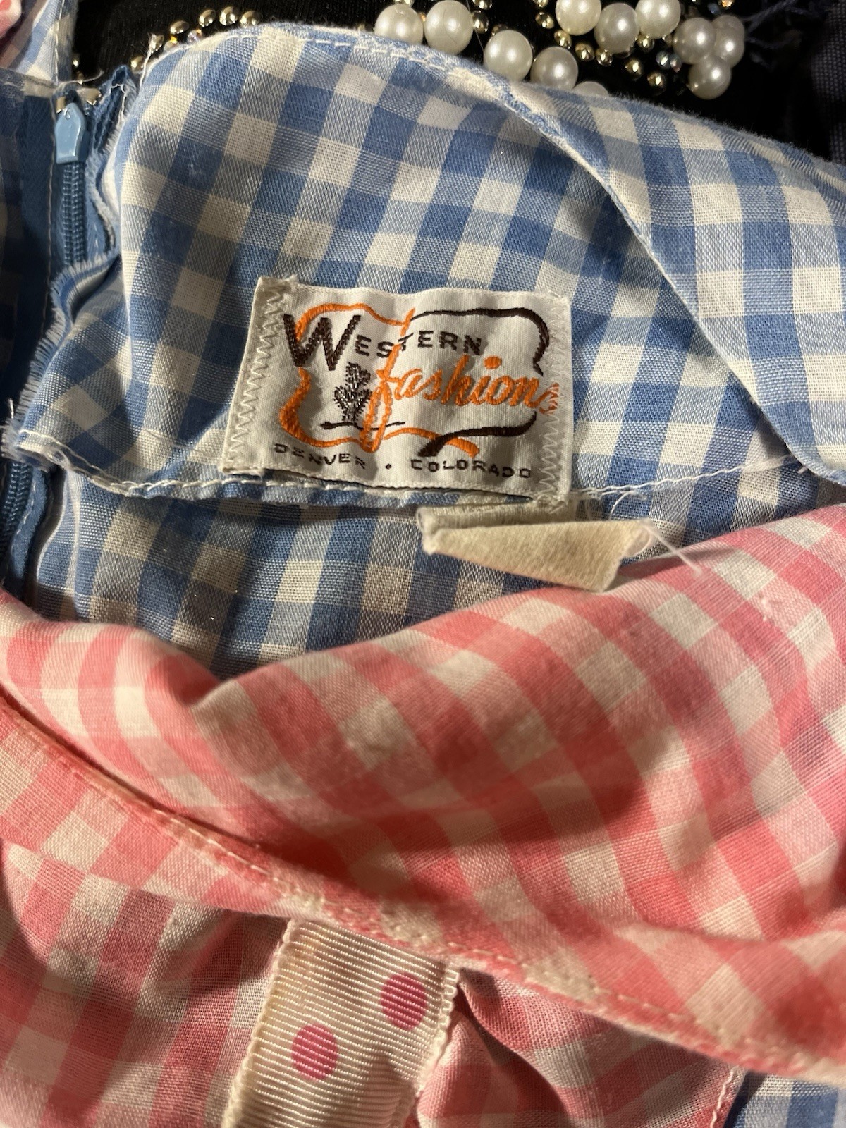 VTG 60&rsquo;s 70s Western Fashions DRESS SQUARE DANCING ROCKABLILLY GINGHAM
