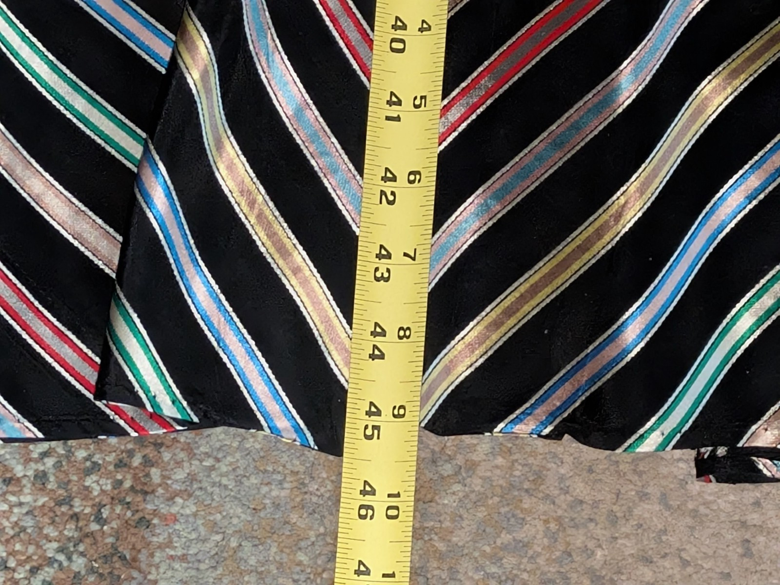 Vtg 1940s MAXAN Ribbon Stripe Multi-Colored Taffeta Hostess Dress Wrap Belt ~ S