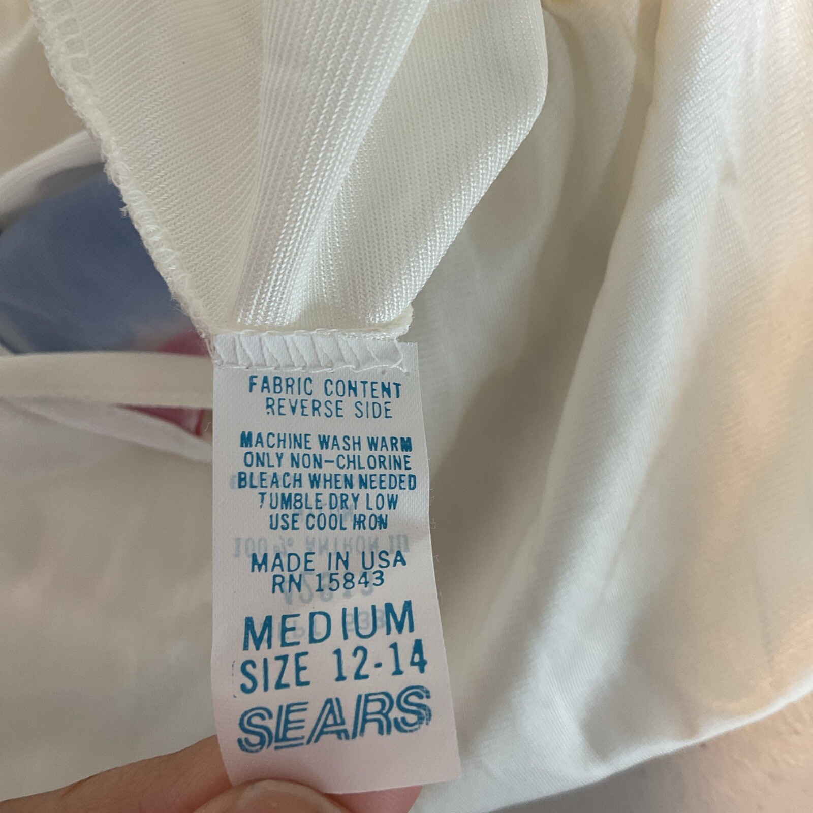 VINTAGE INNER MOST BY SEARS White Abstract LONG GOWN Nightgown Slip Dress M USA
