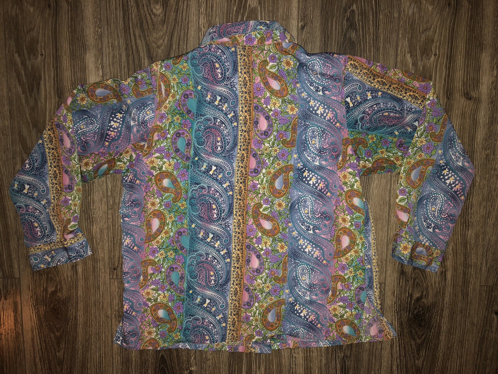 Retro 1970’s Style Multicolor Paisley Floral Bonworth Blouse SEE MEASUREMENTS