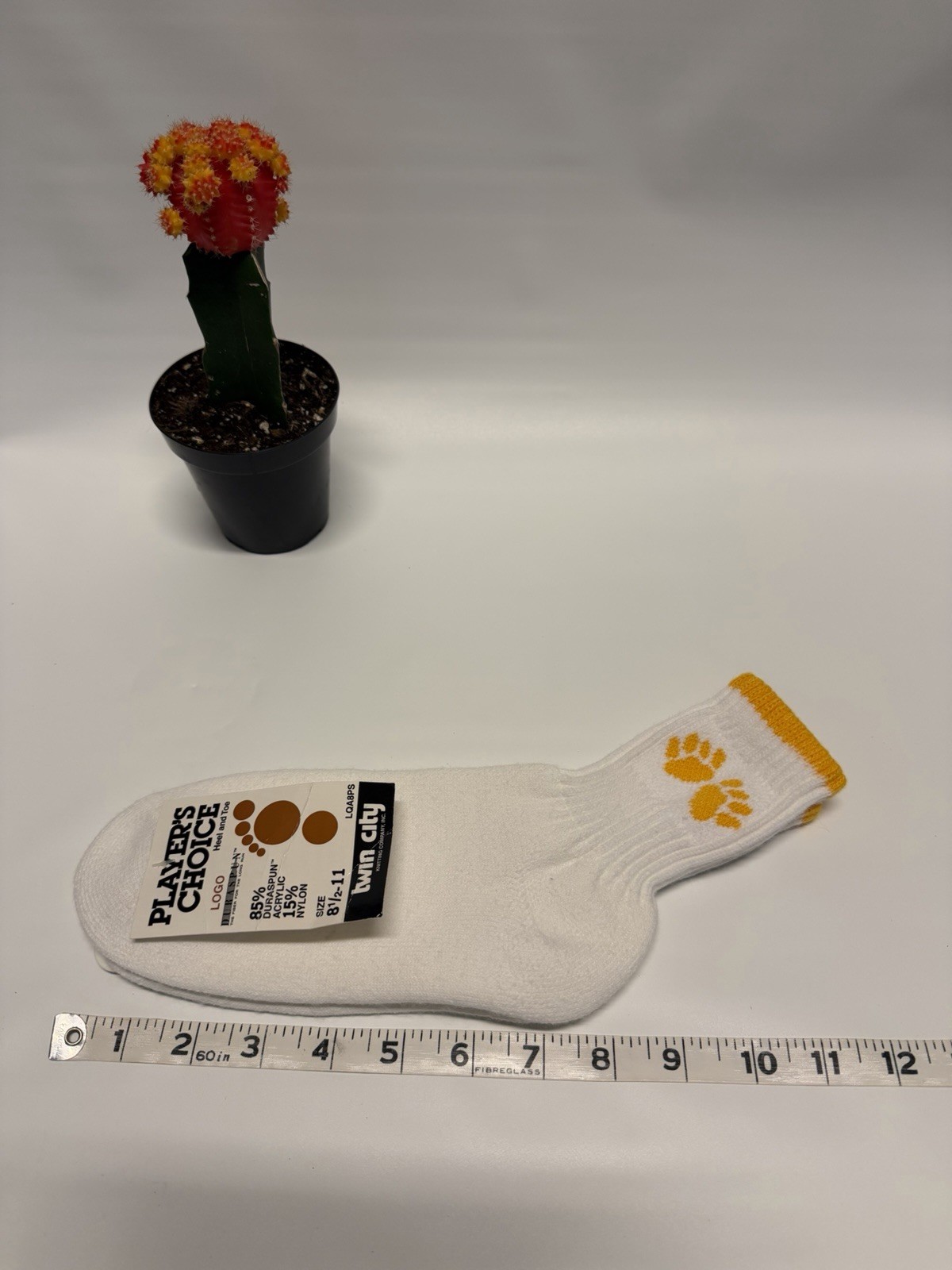 VTG Socks Cheerleading NOS Acrylic Nylon 8.5-11 White Yellow 90s USA TCK Bears.