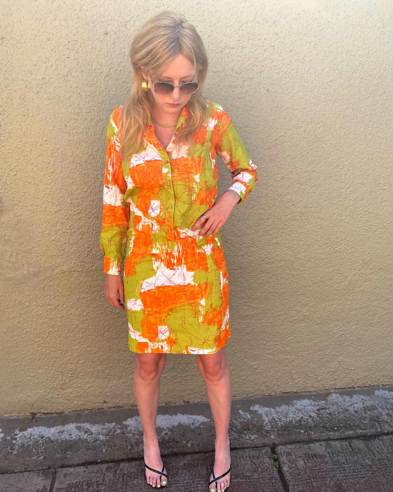 Vintage Mod Button Up Dress XS/S