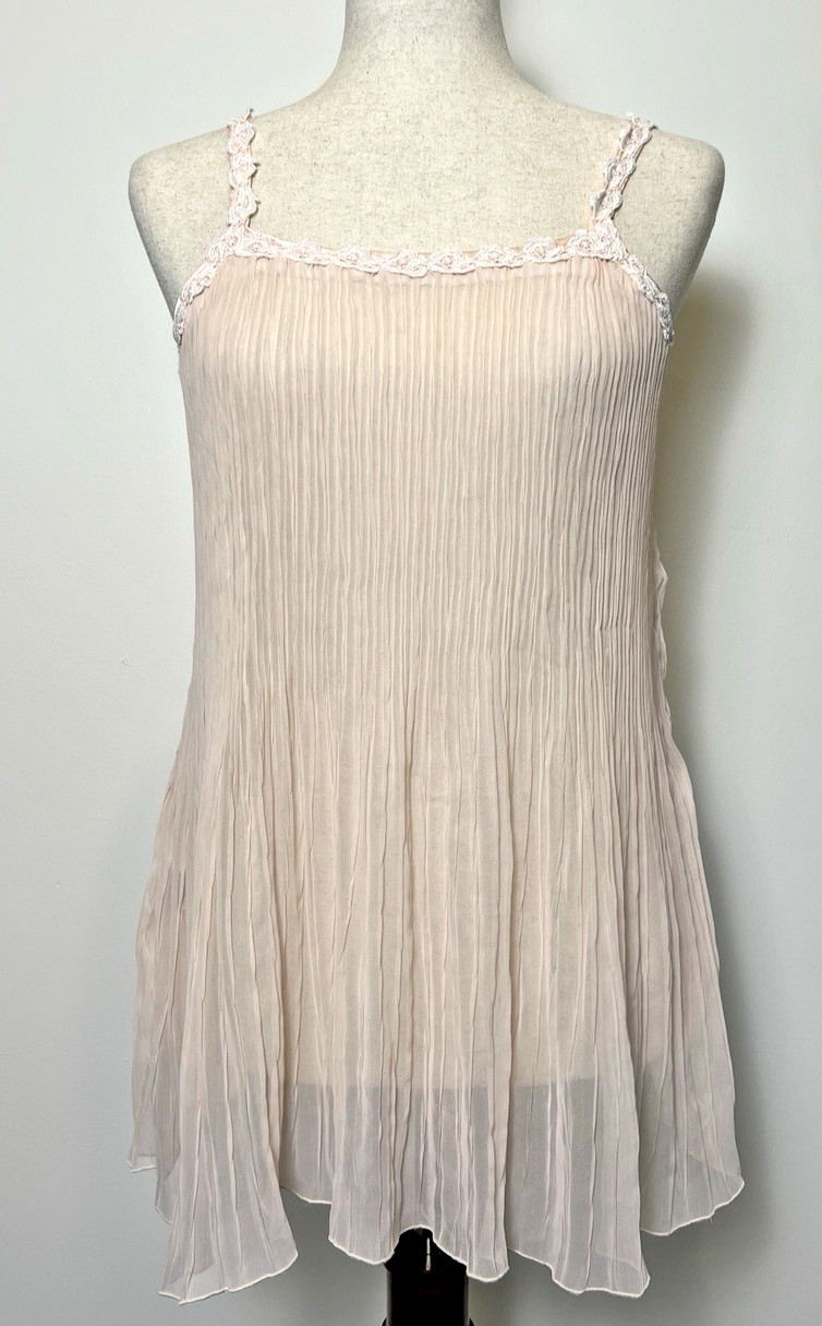 Vintage Embry Light Peach Pleated Sheer Babydoll Nightgown Women&rsquo;s S