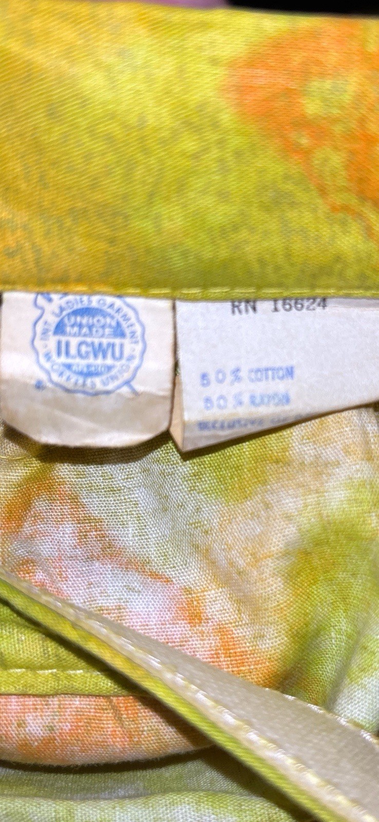 Vintage 1960s JACL Cotton Rayon Mod Shirtwaist Dress Green Orange Size 12