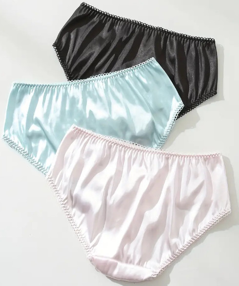 Sweet and Cute Satin Briefs in Pink, Black or Light Blue See description
