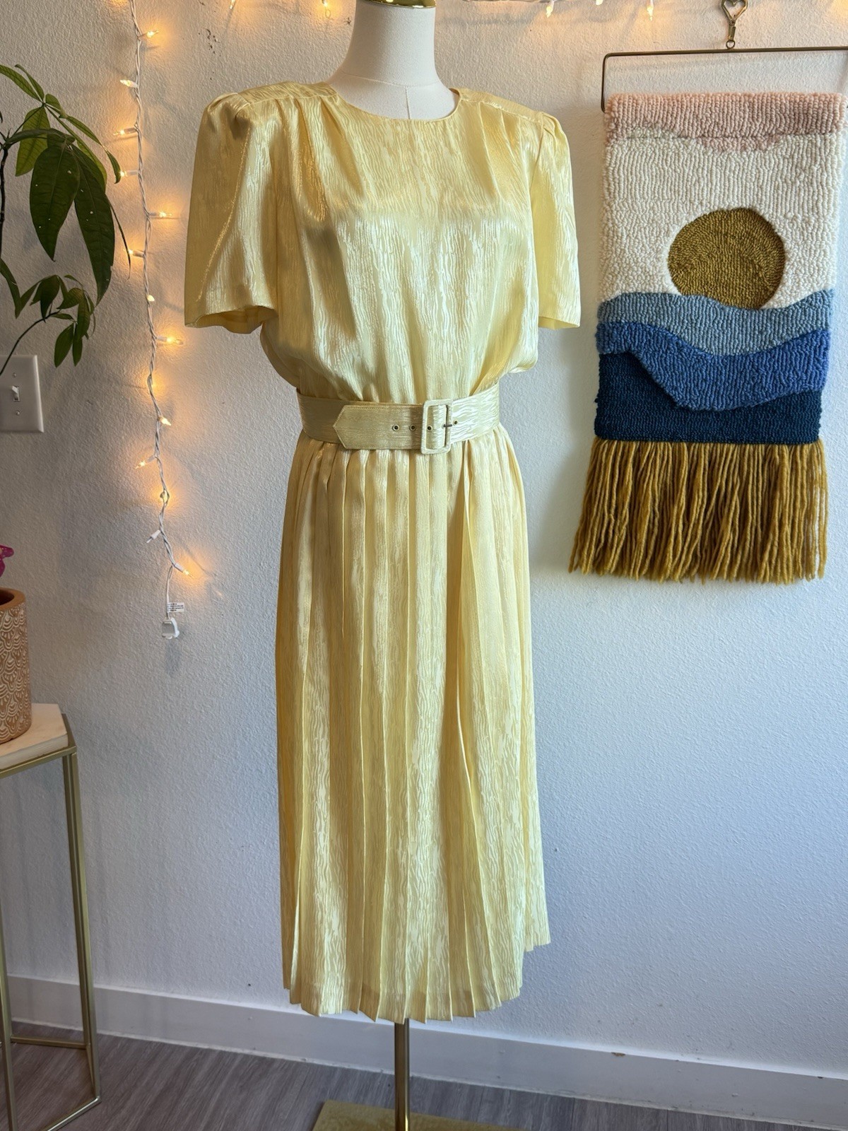 Vintage Melissa Lane Dress Women’s Size 10 Maxi Pleated Shoulder Pads Party