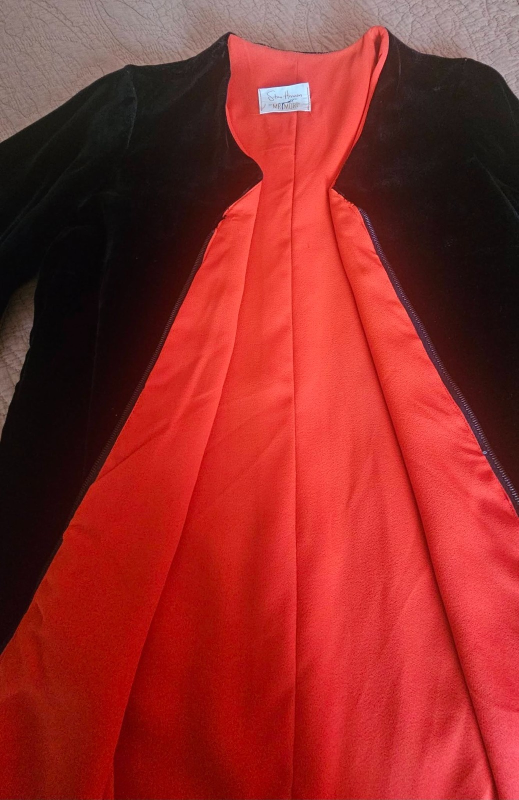 Stan Herman Mr Mort Vintage Cape Jacket Mid Century Velvet Designer Clothing 6 8