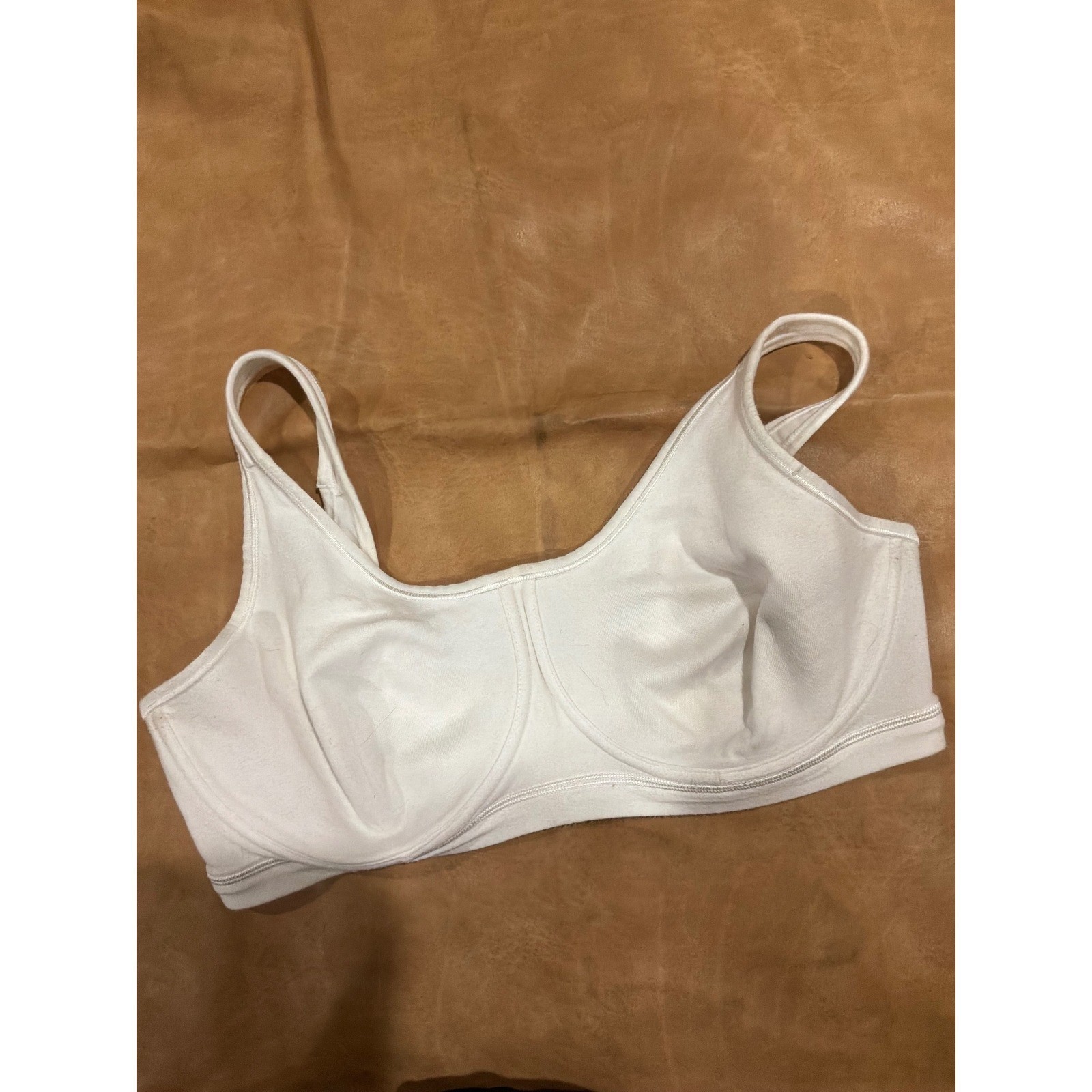 Vintage Sears White Full Coverage Underwire Bra 40DD Wide Straps Cotton Blend