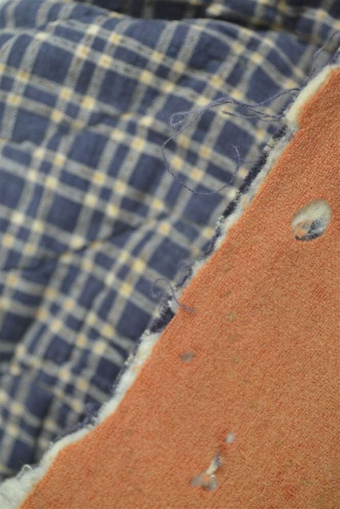 18th 19th petticoat quilted winter blue plaid cotton Civil War Era antique