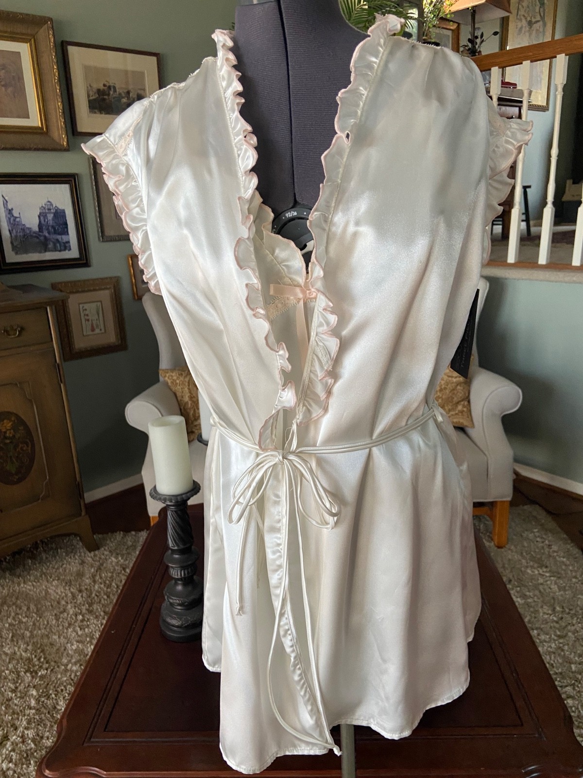 Cinemaetoile Seductivewear Shorty Nightgown & Robe Ivory & Pink Size M NWT