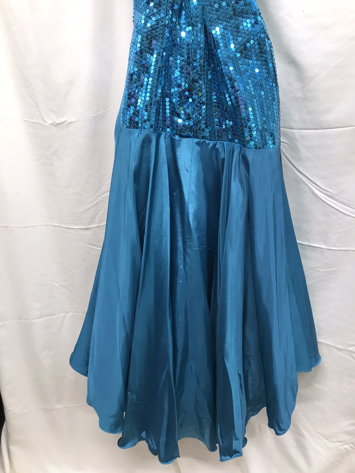 Vintage Nadine Teal Sequins One Shoulder Prom Party Formal Dress Gown Sz 11 USA