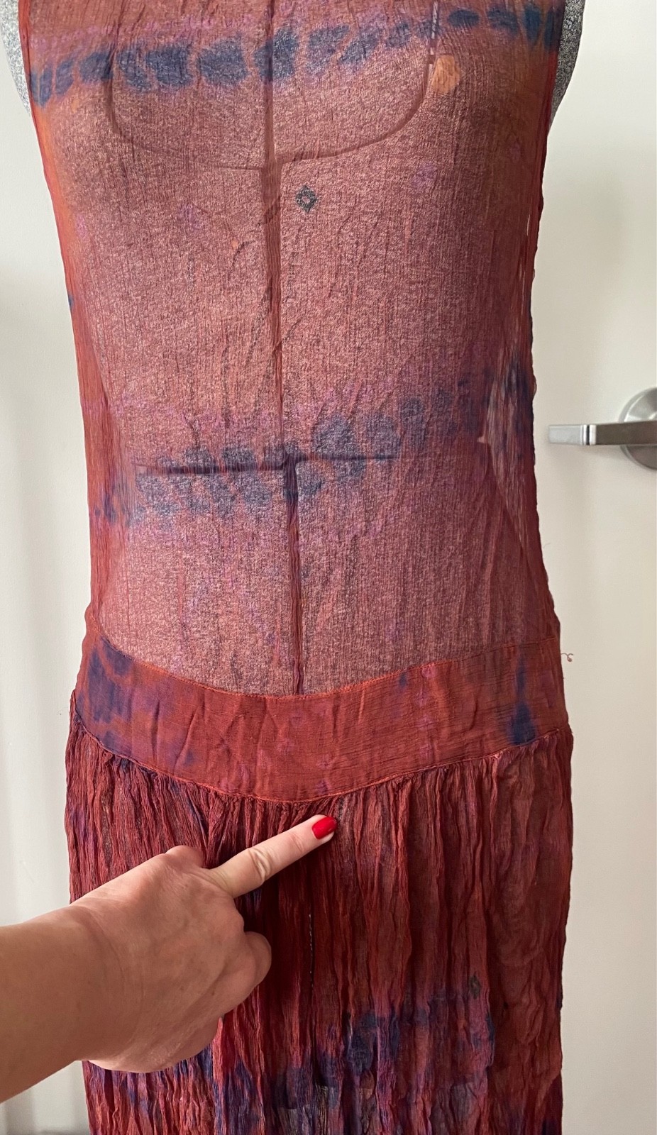 Vintage Upcycled 1990s does 1920s Tie Dye Sheer Maxi Dress Life of Vice New Aura