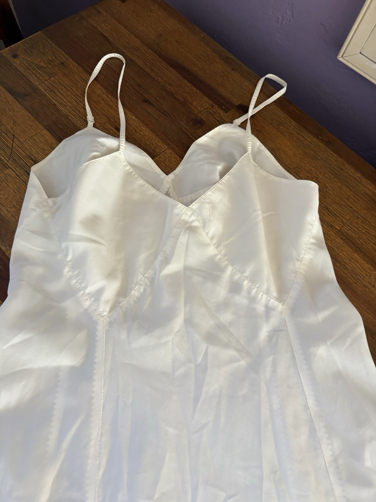 Vintage 1940’s Nylon Blend Negligee Off White Lingerie Slip Medium