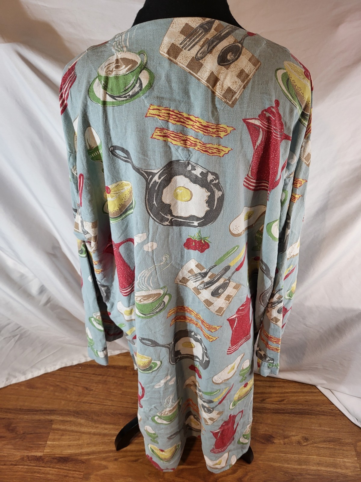 Vtge Nick & Nora Shadow Boxer 100% Cotton USA Happy Breakfast Blue Niteshirt…