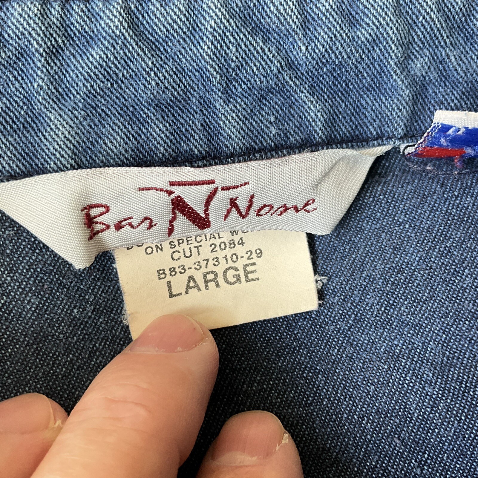 Vintage Bar N None Shirt Woman&rsquo;s Large Long Sleeve Denim Embroidered Cuffs USA