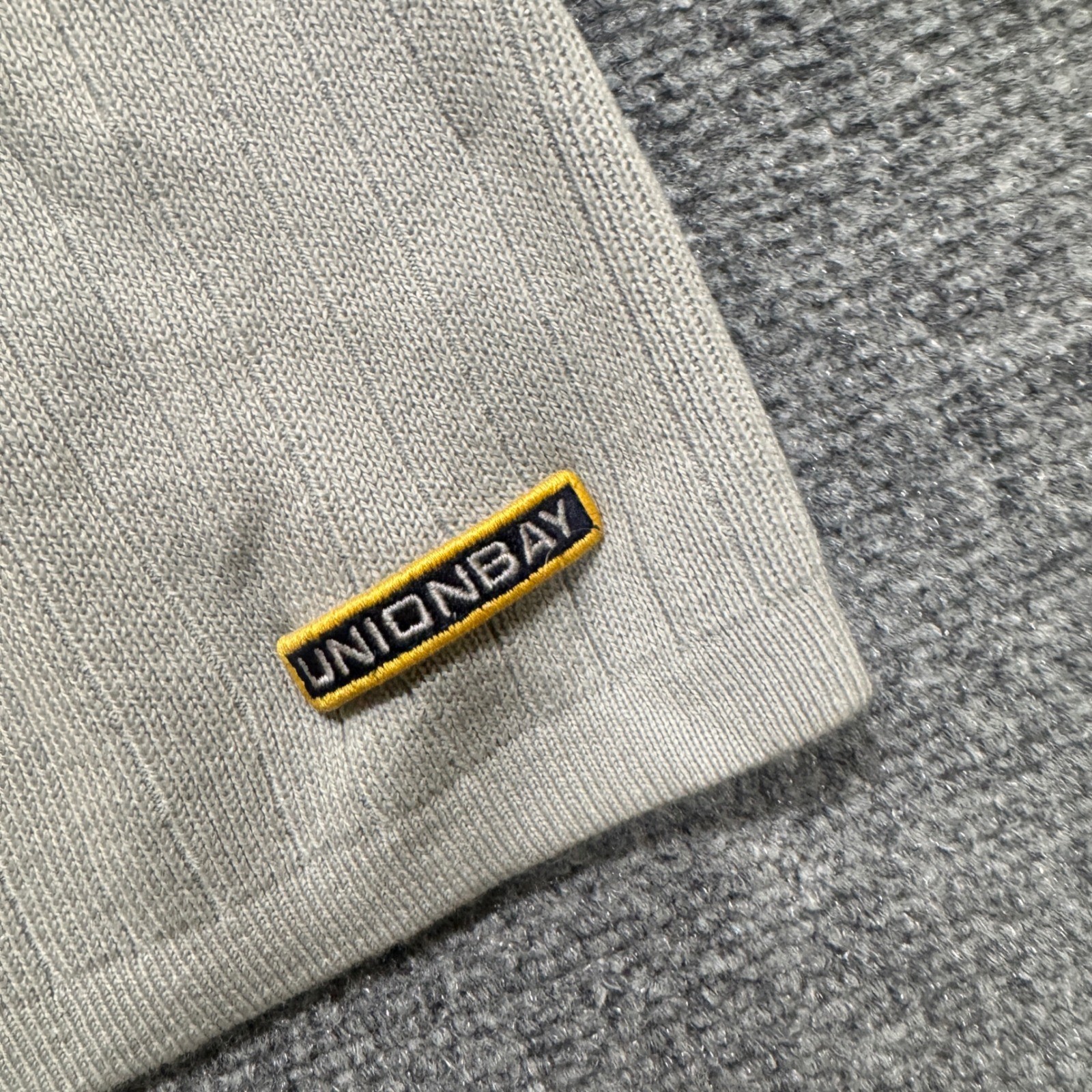 VTG Unionbay Striped Pullocer Sweater Womens S Gray Yellow Y2K Cotton Blend