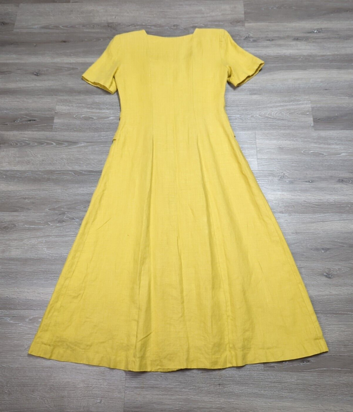 Vintage Robert Riel 100% Linen Coat Dress Size 4 Double Breasted Button Up USA