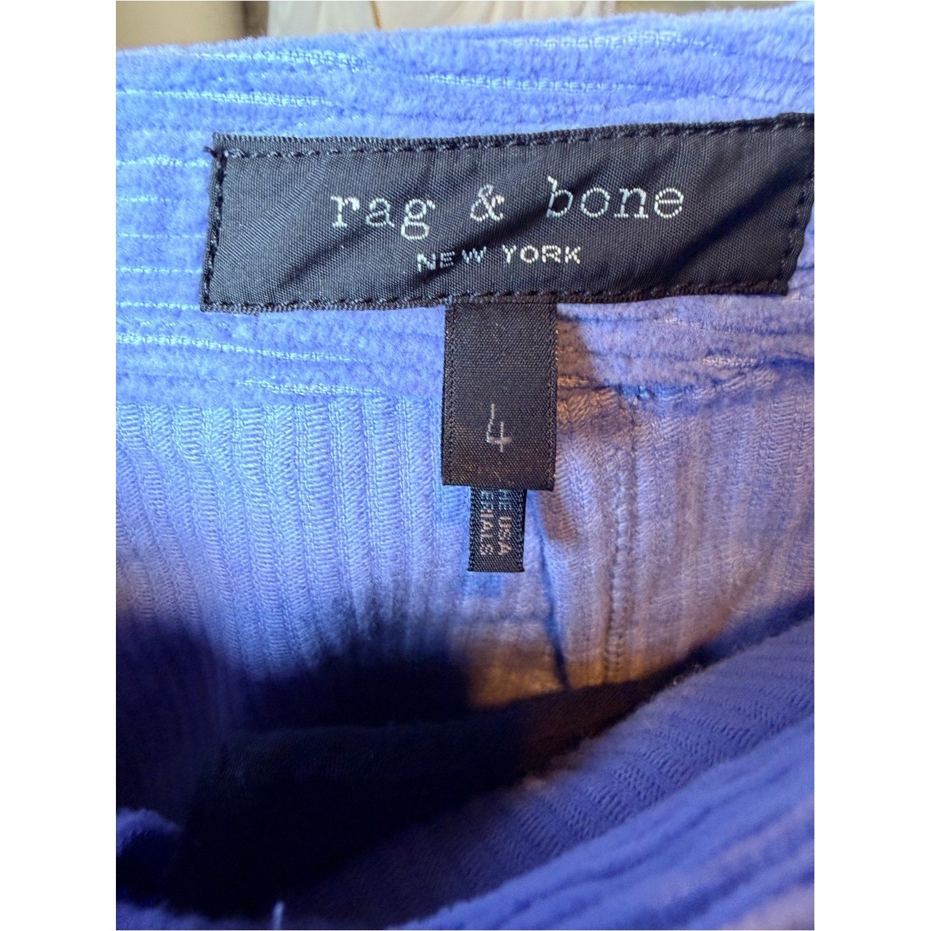 Rag and Bone Corduroy Zip-Front Mini Skirt in periwinkle blue edgy cool girl Sz4