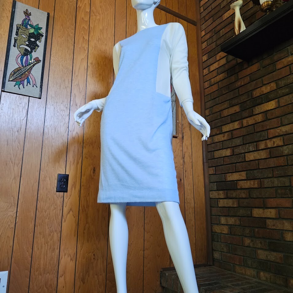 Vtg 80s New Wave Colorblock Knit Sweater Wiggle Pencil Skirt Sprouts Dress M/L