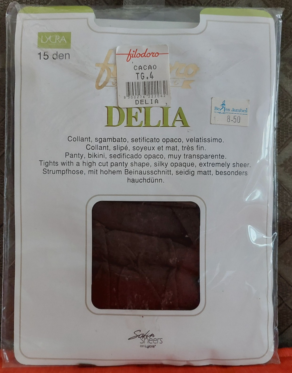 Vintage Pantyhose Filodoro Delia 15 Den Color Cacao XT 4 BFRIP1